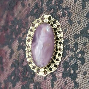 Signed FREIRICH Vintage Purple Swirled  BROOCH Pin Costume Jewelry DDx846